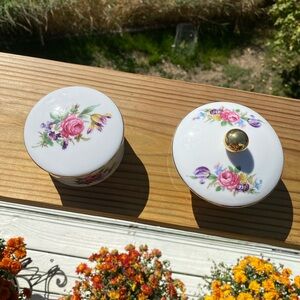 Vintage shabby chic Floral Porcelain Trinket Boxes from Germany